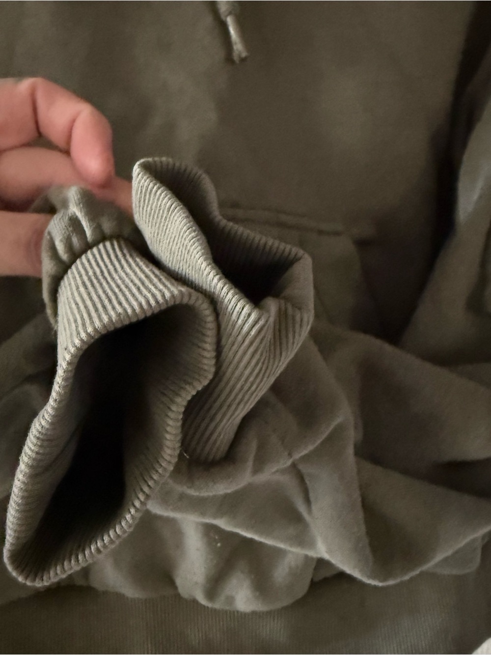 H&M Cotton Olive Crewneck Hoodie with Sleeve Pockets - Picture 5 of 6